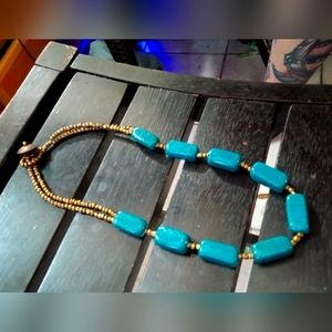 Dark teal big bead necklace